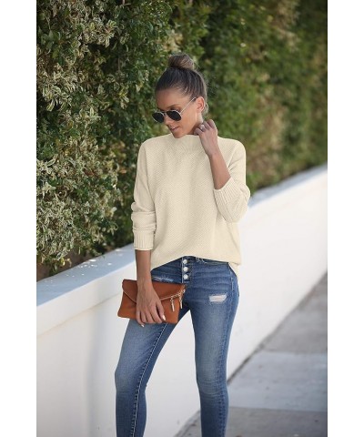 Women's Long Sleeve Turtleneck Cozy Knit Sweater Casual Loose Pullover Jumper Tops Oatmeal $27.43 Sweaters