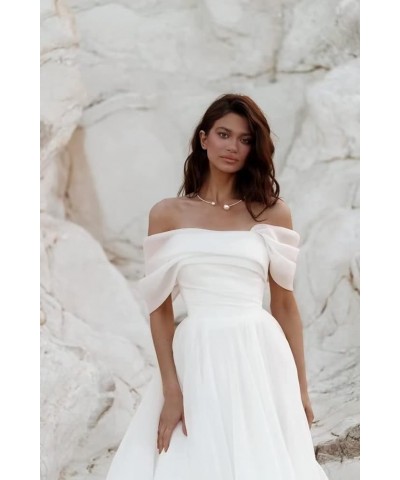 Off Shoulder Prom Dresses for Women Tulle A Line 2024 New Ball Gowns Evening Formal Dress,R105 Champagne $34.04 Dresses