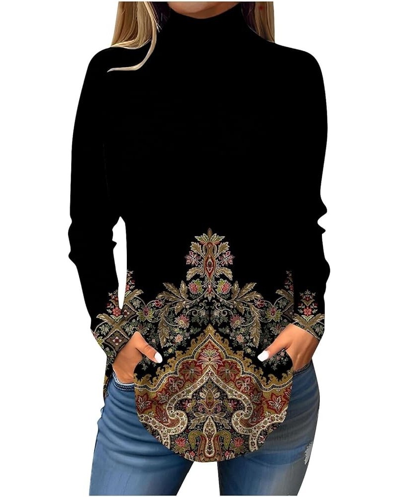 Womens Long Sleeve Tops Plus Size Loose Going Out Shirts Tees Trendy Ladies Crewneck Blouses Casual Vacation Clothes 9-black ...