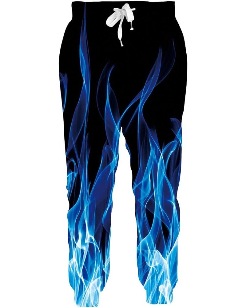 Men Women Funny 3D Print Graphric Cool Joggers Casual Pants Sports Sweatpants Ice Blue Flame $15.18 Sweatpants