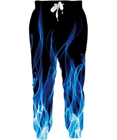 Men Women Funny 3D Print Graphric Cool Joggers Casual Pants Sports Sweatpants Ice Blue Flame $15.18 Sweatpants