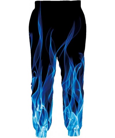 Men Women Funny 3D Print Graphric Cool Joggers Casual Pants Sports Sweatpants Ice Blue Flame $15.18 Sweatpants