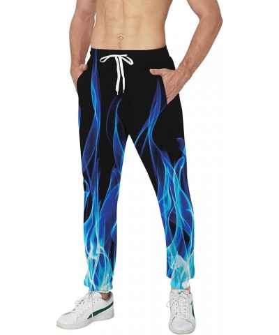 Men Women Funny 3D Print Graphric Cool Joggers Casual Pants Sports Sweatpants Ice Blue Flame $15.18 Sweatpants