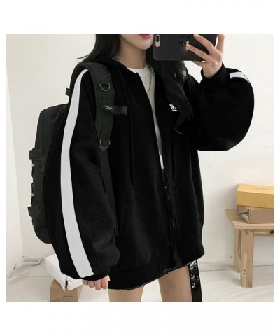 Womens Zip Up Hoodie Cute Oversize Basic Hoodies Y2k Aesthetic Plus Size Sweatshirts Comfy Jacket Teen Girls Black $10.44 Hoo...