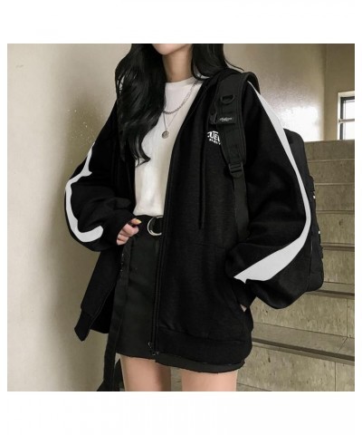 Womens Zip Up Hoodie Cute Oversize Basic Hoodies Y2k Aesthetic Plus Size Sweatshirts Comfy Jacket Teen Girls Black $10.44 Hoo...