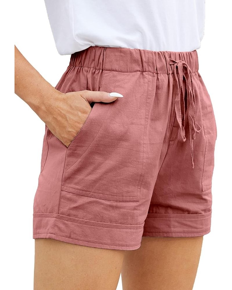 Womens Comfy Drawstring Casual Elastic Waist Pocketed Loose Fit Shorts Plus Size Pink $12.47 Shorts