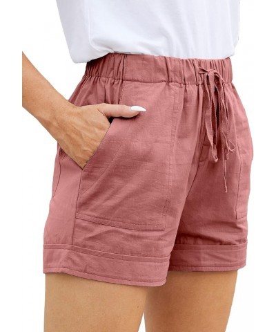 Womens Comfy Drawstring Casual Elastic Waist Pocketed Loose Fit Shorts Plus Size Pink $12.47 Shorts