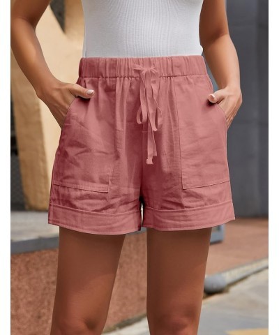 Womens Comfy Drawstring Casual Elastic Waist Pocketed Loose Fit Shorts Plus Size Pink $12.47 Shorts