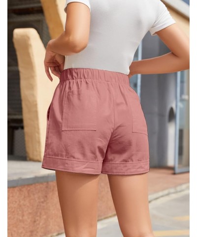 Womens Comfy Drawstring Casual Elastic Waist Pocketed Loose Fit Shorts Plus Size Pink $12.47 Shorts