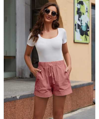 Womens Comfy Drawstring Casual Elastic Waist Pocketed Loose Fit Shorts Plus Size Pink $12.47 Shorts