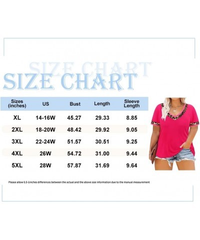 Plus Size Tops for Women Casual T-Shirt Short Sleeve Round V Neck Tunic Oversized Shirts XL-5XL A2-hot Pink $12.30 Tops