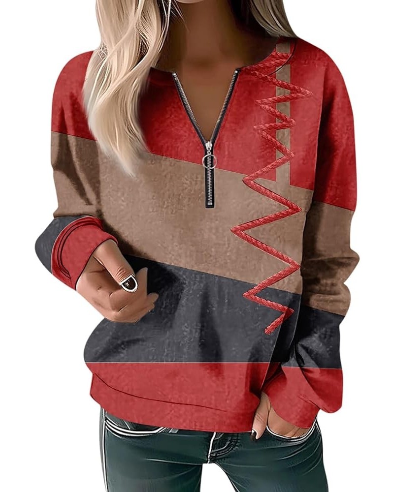 Sweatshirts for Women Loose Fit Zip Up Pullover Sweatshirts Oversized Casual Pullover Top Hoodies 2023 Fall Clothes 2-red $8....