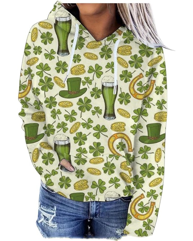 Womens St. Patrick's Day Hoodies Sweatshirt Long Sleeve Casual Pullover Cute Four Leaves Clover Shamrock Graphic Tops Type - ...