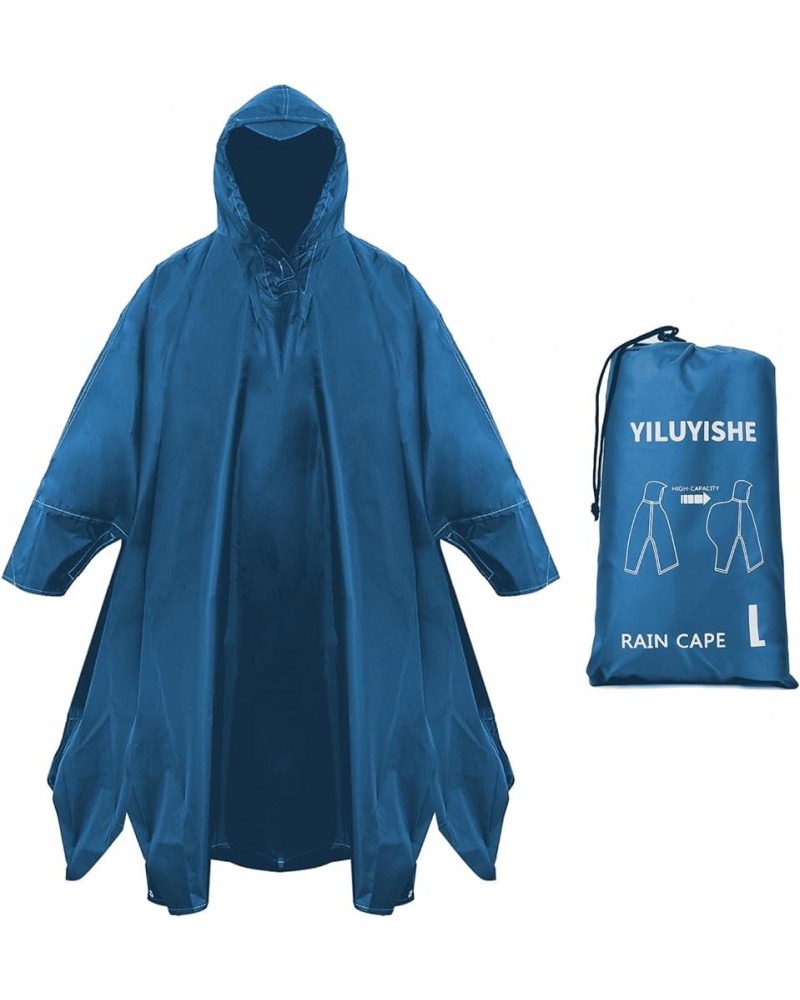 Unisex Rain Poncho for Adults, Hooded Waterproof Raincoat Jacket for Hiking, Camping and Outdoor Sea Blue $14.49 Coats