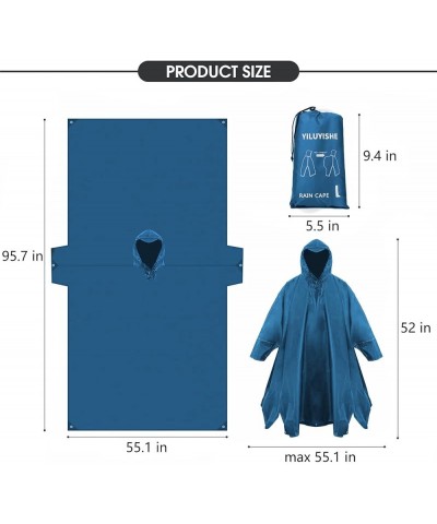 Unisex Rain Poncho for Adults, Hooded Waterproof Raincoat Jacket for Hiking, Camping and Outdoor Sea Blue $14.49 Coats