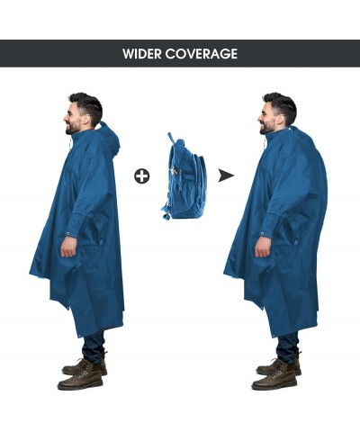 Unisex Rain Poncho for Adults, Hooded Waterproof Raincoat Jacket for Hiking, Camping and Outdoor Sea Blue $14.49 Coats