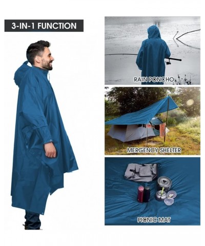 Unisex Rain Poncho for Adults, Hooded Waterproof Raincoat Jacket for Hiking, Camping and Outdoor Sea Blue $14.49 Coats