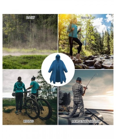 Unisex Rain Poncho for Adults, Hooded Waterproof Raincoat Jacket for Hiking, Camping and Outdoor Sea Blue $14.49 Coats