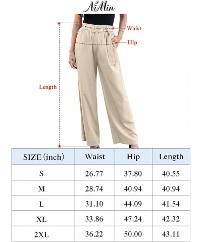 High Waisted Wide Leg Pants for Women Belted Business Casual Work Pants Trousers with Pockets Apricot $11.75 Pants