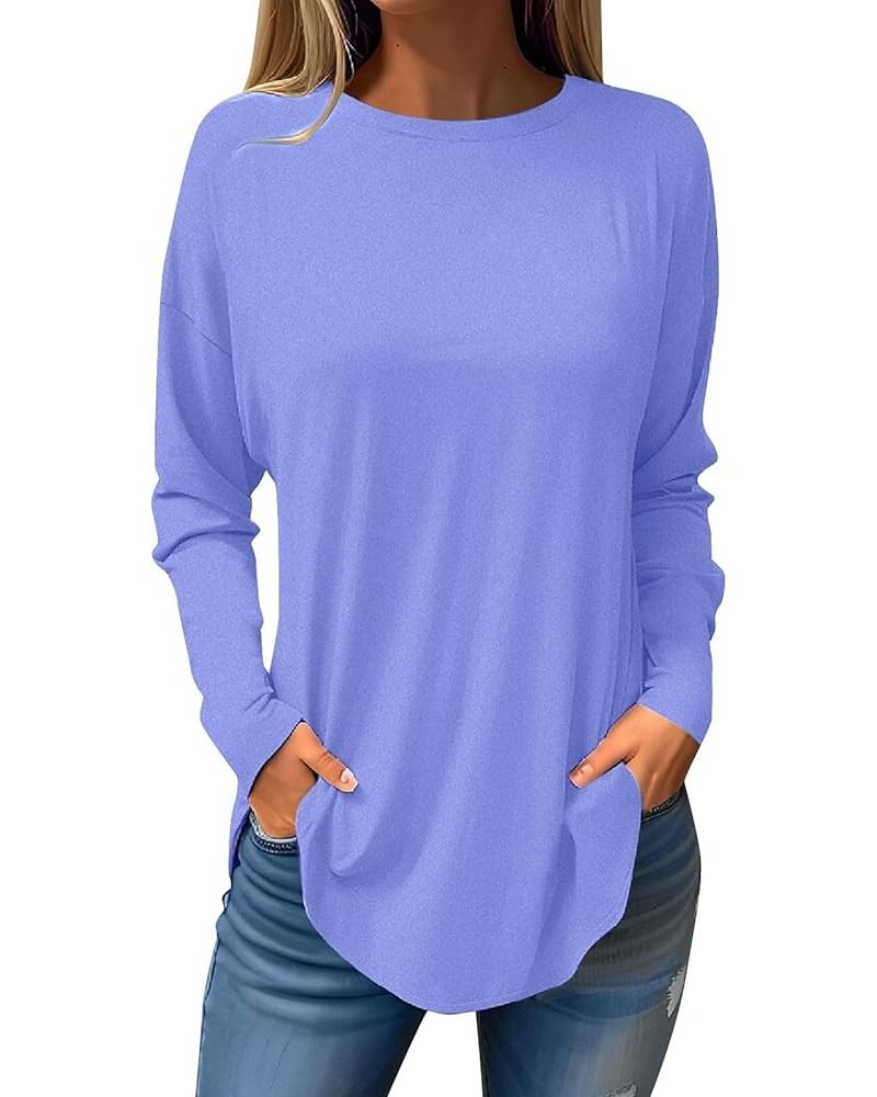 Long Sleeve Yoga Summer Tops Womans Long Fun Vneck Peplum Shirts for Women Fit Stretchy Graphic 04-blue $11.50 Hoodies & Swea...