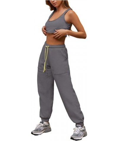 Fleece Sweatpants Women Baggy - Womens Sweatpants Sweats Y2K, Drawstring Sweatpants for Teen Girls Dark Grey(100%cotton) $12....