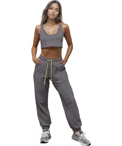 Fleece Sweatpants Women Baggy - Womens Sweatpants Sweats Y2K, Drawstring Sweatpants for Teen Girls Dark Grey(100%cotton) $12....