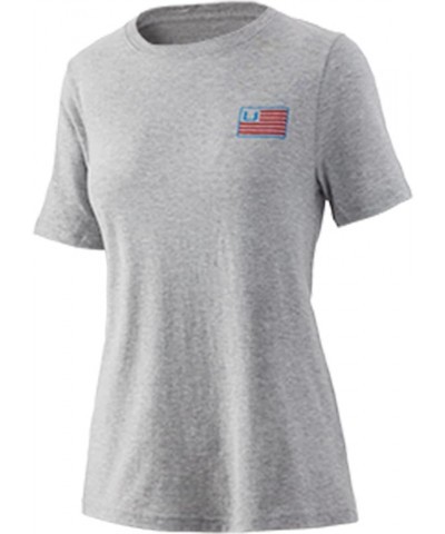 Women's Short Sleeve Performance Tee | Ladies Fishing T-Shirt & Bars - Oyster Heather $10.24 Activewear