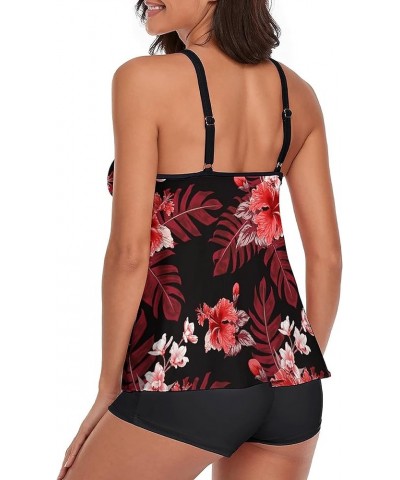 Women's Bathing Suits Swimsuits Tankini Sets for Two Piece Blouson Tank Top with Boyshorts Wine Red $25.64 Swimsuits