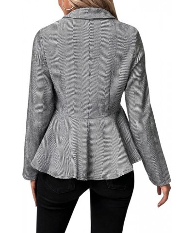 Womens Business Blazer Solid Ruffles Stand Collar Lightweight Office Work Jacket Coat Darkgrey $15.11 Suits