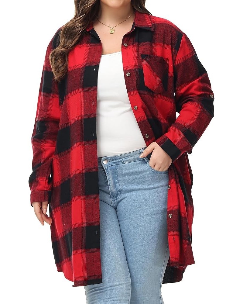 Women's Button Down Long Plaid Flannel Shirt,Plus Size Casual Roll Up Long Sleeve Shirts(S-4X) Plus Size 11612 $15.64 Blouses