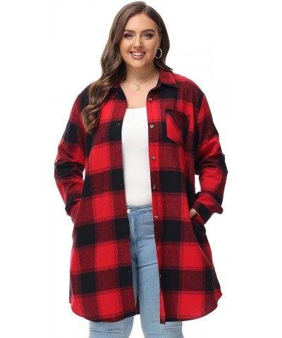 Women's Button Down Long Plaid Flannel Shirt,Plus Size Casual Roll Up Long Sleeve Shirts(S-4X) Plus Size 11612 $15.64 Blouses