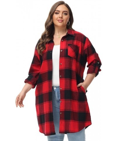 Women's Button Down Long Plaid Flannel Shirt,Plus Size Casual Roll Up Long Sleeve Shirts(S-4X) Plus Size 11612 $15.64 Blouses