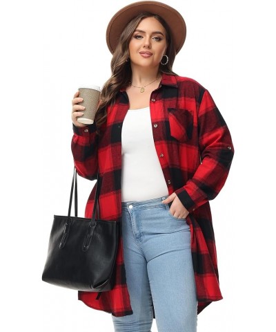 Women's Button Down Long Plaid Flannel Shirt,Plus Size Casual Roll Up Long Sleeve Shirts(S-4X) Plus Size 11612 $15.64 Blouses