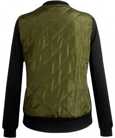 Women 's Classic Quilted Jacket Lightweight Zip Up Casual Coat Ladies Short Bomber Jacket Coat Patchwork Top Army Green $12.3...