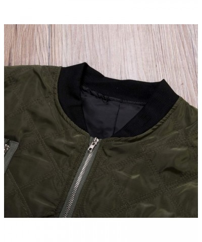 Women 's Classic Quilted Jacket Lightweight Zip Up Casual Coat Ladies Short Bomber Jacket Coat Patchwork Top Army Green $12.3...