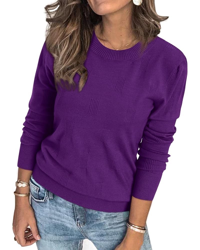 Womens Spring Summer Tops 2024 Fashion Short Long Sleeve Sweaters Crew Neck Lightweight Knit Dressy Blouse Shirts A-purple $2...