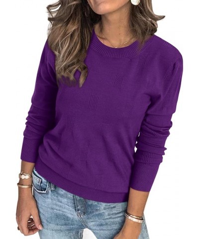 Womens Spring Summer Tops 2024 Fashion Short Long Sleeve Sweaters Crew Neck Lightweight Knit Dressy Blouse Shirts A-purple $2...