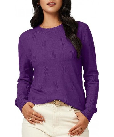 Womens Spring Summer Tops 2024 Fashion Short Long Sleeve Sweaters Crew Neck Lightweight Knit Dressy Blouse Shirts A-purple $2...