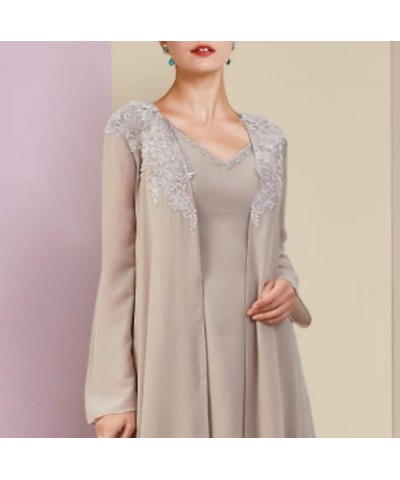 3Pcs Pant Suits Sets Mother of The Bride Dress for Wedding Outfit for Women Long Jacket NY039 Grey $40.18 Suits