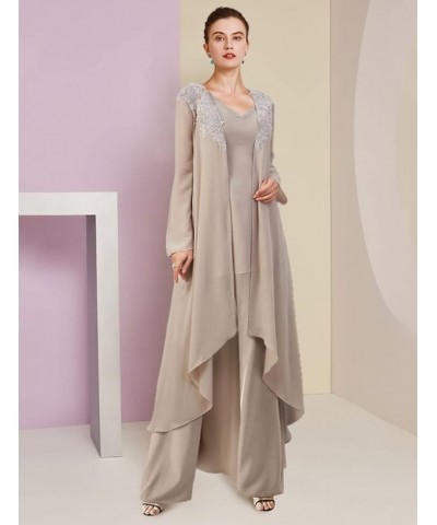 3Pcs Pant Suits Sets Mother of The Bride Dress for Wedding Outfit for Women Long Jacket NY039 Grey $40.18 Suits