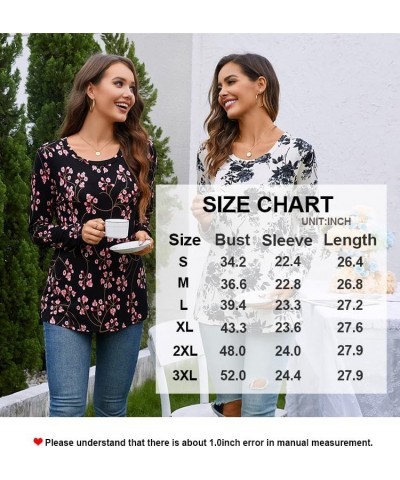 Womens Long Sleeve Fashion Tunic Tops Casual Vneck Shirts Dressy Blouses Brown Floral Black-1 $16.81 T-Shirts