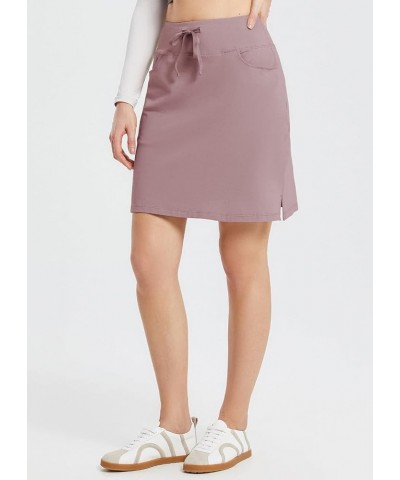 Women's Skorts Skirts 20" Knee Length Cotton Casual High Waist Drawstring Modest Golf Skort with Pocket Burlwood $23.93 Skorts