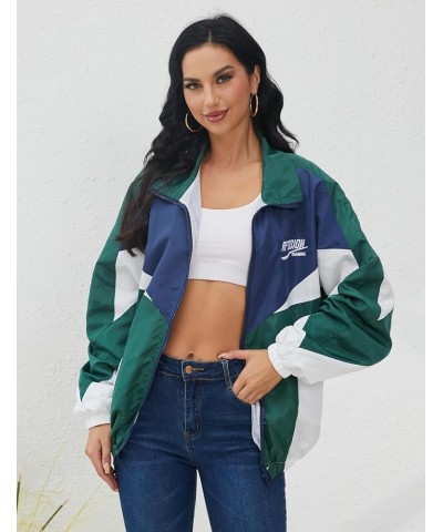 Women's Y2k Jacket Zip Up Lightweight Windbreaker Jacket Varsity Oversized Sport Jacket Y2k Clothing 90s Jacket Green $20.05 ...