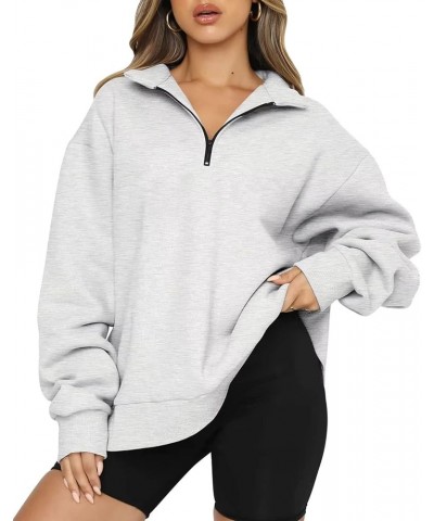 Womens Oversized Pullover Sweater Quarter Zip Hoodies Long Sleeve Sweatshirt Casual Blouses Coats Y2K Clothes Gray $16.13 Hoo...