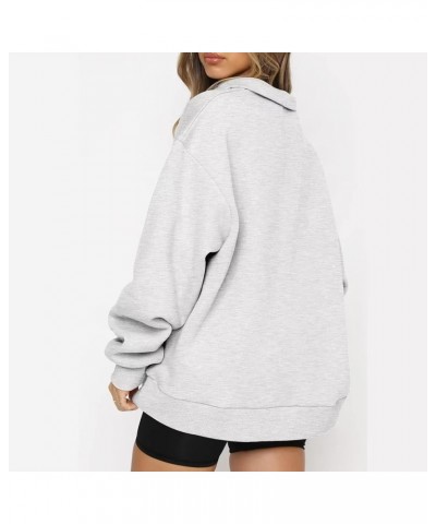 Womens Oversized Pullover Sweater Quarter Zip Hoodies Long Sleeve Sweatshirt Casual Blouses Coats Y2K Clothes Gray $16.13 Hoo...