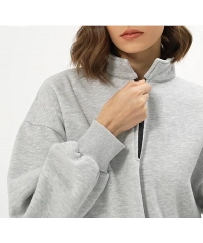 Womens Oversized Pullover Sweater Quarter Zip Hoodies Long Sleeve Sweatshirt Casual Blouses Coats Y2K Clothes Gray $16.13 Hoo...