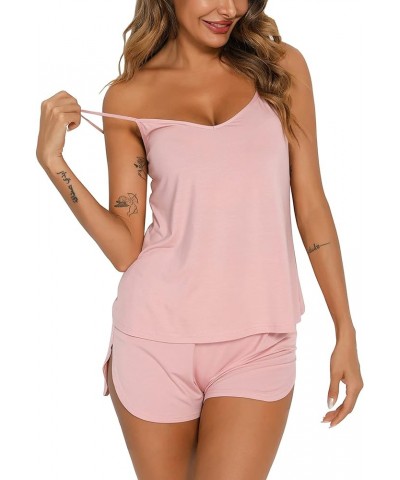 Sexy Pajamas for Women Sleepwear Sexy Lingerie V Neck Pjs Cami Shorts Set Nightwear S-XXL Pink $12.00 Sleep & Lounge