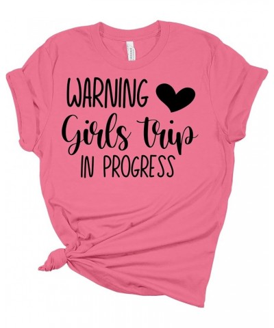 Womens Warning Girls Trip Shirt Girls Trip in Progress T Shirt Gift Graphic Tees Aqua $12.48 T-Shirts