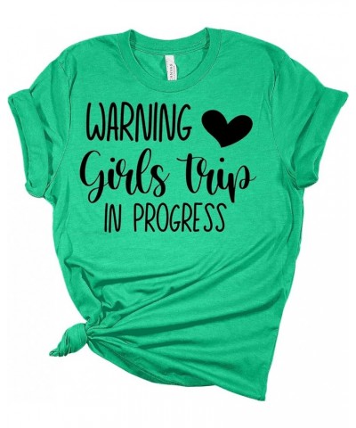 Womens Warning Girls Trip Shirt Girls Trip in Progress T Shirt Gift Graphic Tees Aqua $12.48 T-Shirts