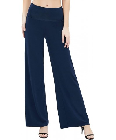 Women's Dress Pants Solid Wide Leg Casual Sport Trousers Straight Leg High Waist Stretch Pants Navy Blue $11.64 Pants